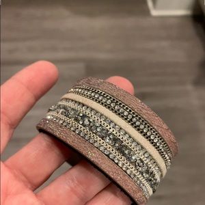 Viola Leather and Crystal cuff bracelet